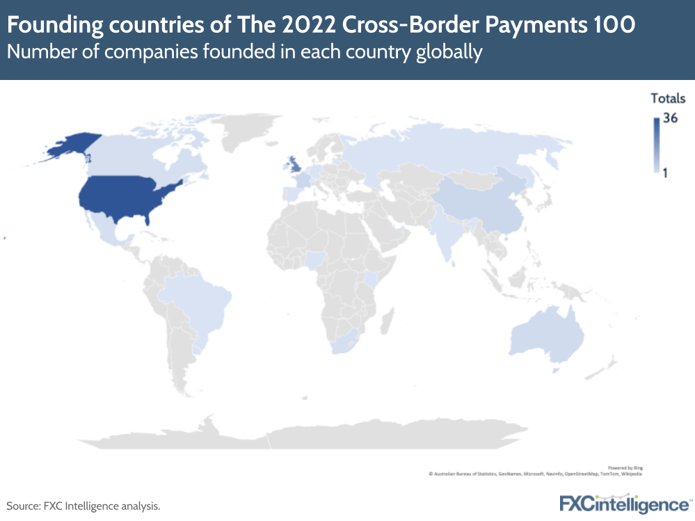 Founding countries of The 2022 Cross-Border Payments 100