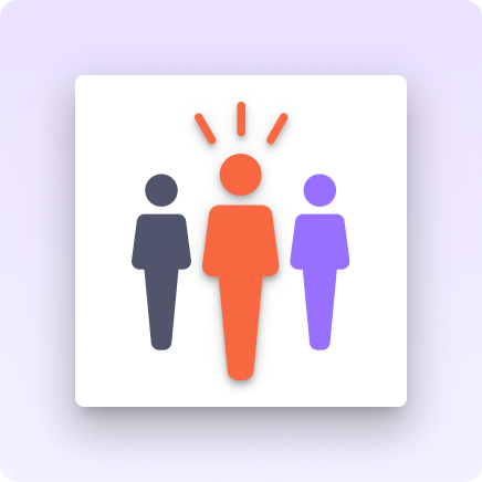 An image showing three human silhouettes in different colours, one with lines projecting from their head