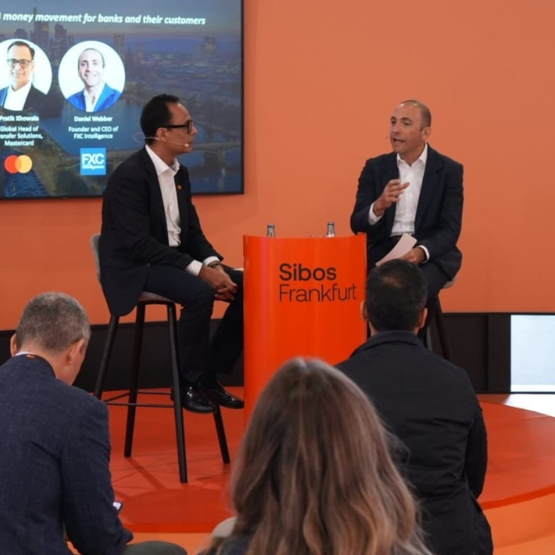 a picture of an interview at Sibos