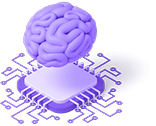 Icon showing a brain on a microchip