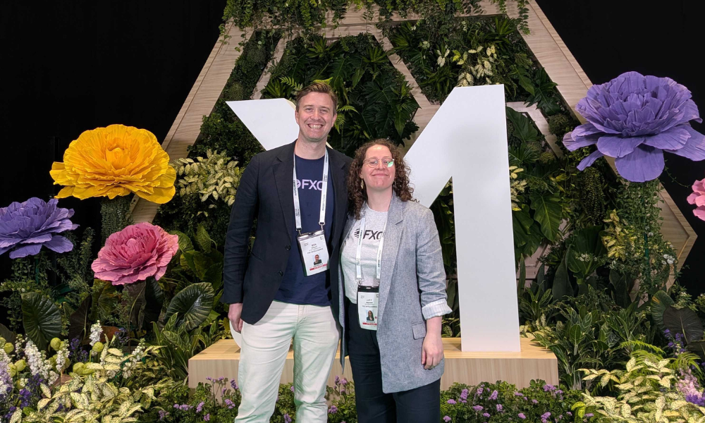 A photo of FXC Intelligence VP of Commercial Ben Disley and FXC Intelligence VP of Research Lucy Ingham at Money20/20 Asia 2026
