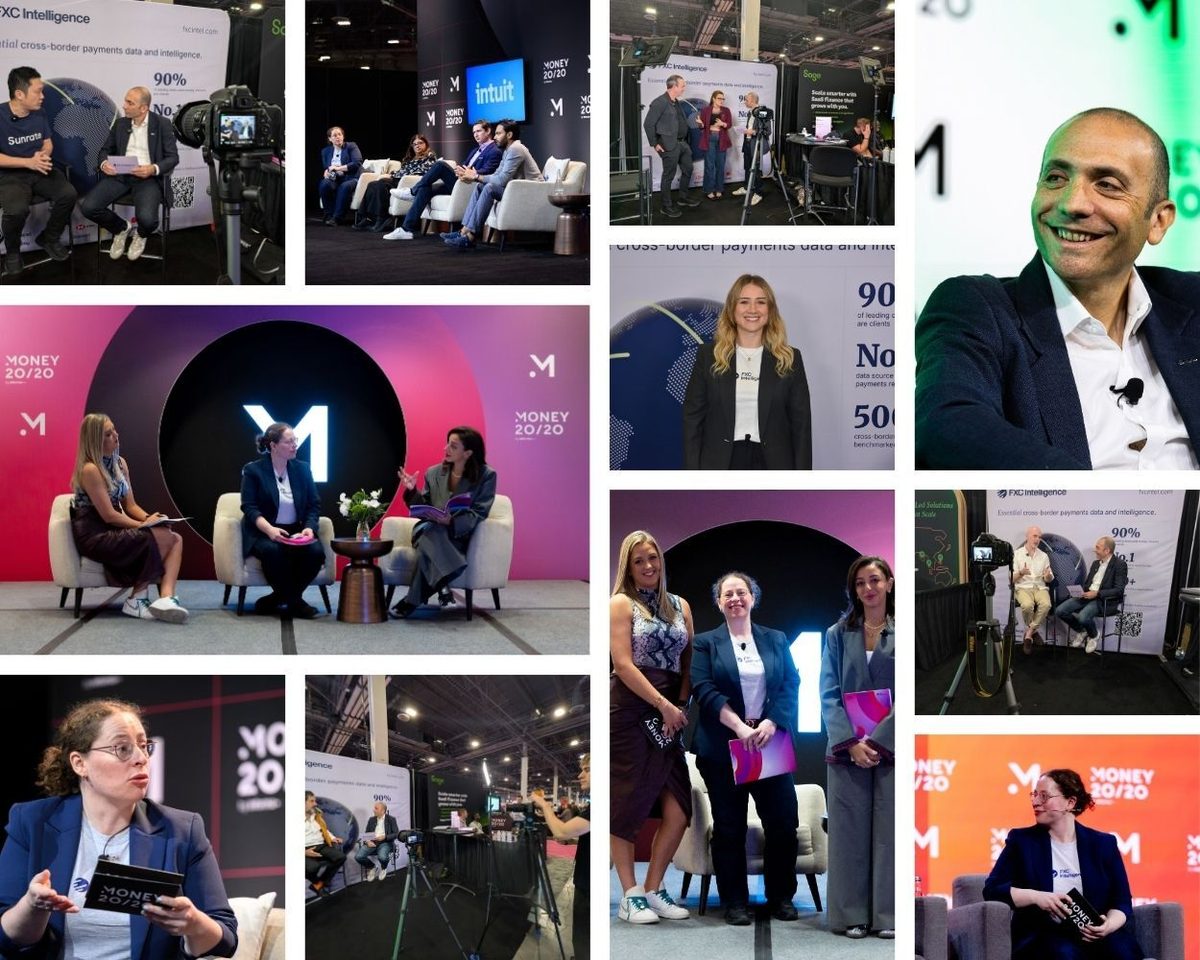 A collage of photos from the Money20/20 US 2026 event featuring FXC Intelligence staff.