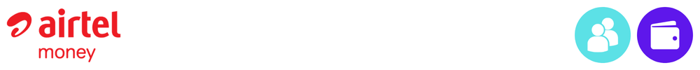 The logo of Airtel Money with icons showing its role in consumer-to-consumer payments, consumer digital wallets