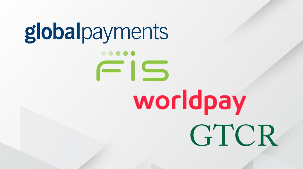 The logos of Global Payments, FIS, Worldpay and GTCR