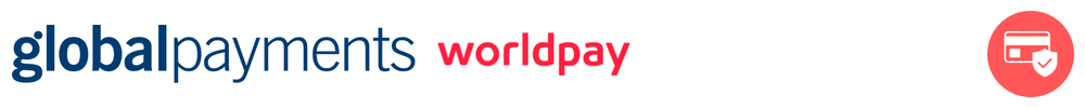 The logo of Global Payments with icons showing its role in payments acceptance and processing
