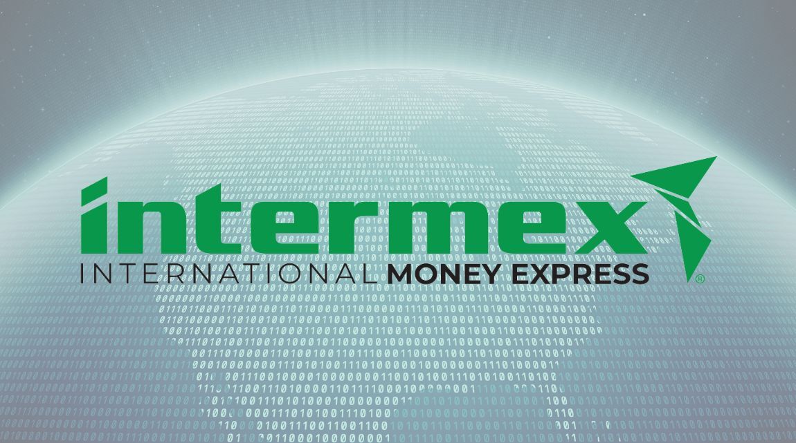 A graphic showing a visualisation of the globe with Intermex's logo overlaid