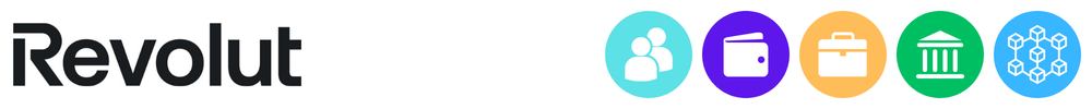 The logo of Revolut with icons showing its role in consumer-to-consumer payments, business payments, consumer digital wallets, stablecoins and Web3, banking