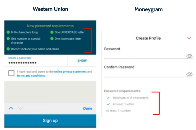 Password criteria