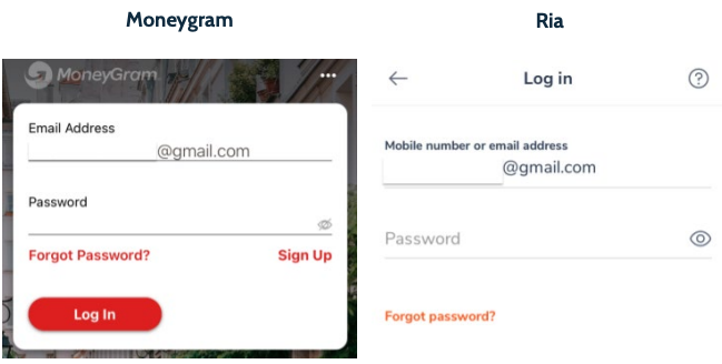 Unsaved passwords: MoneyGram and Ria