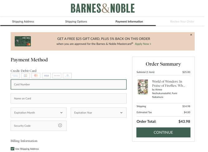 Barnes & Noble payment