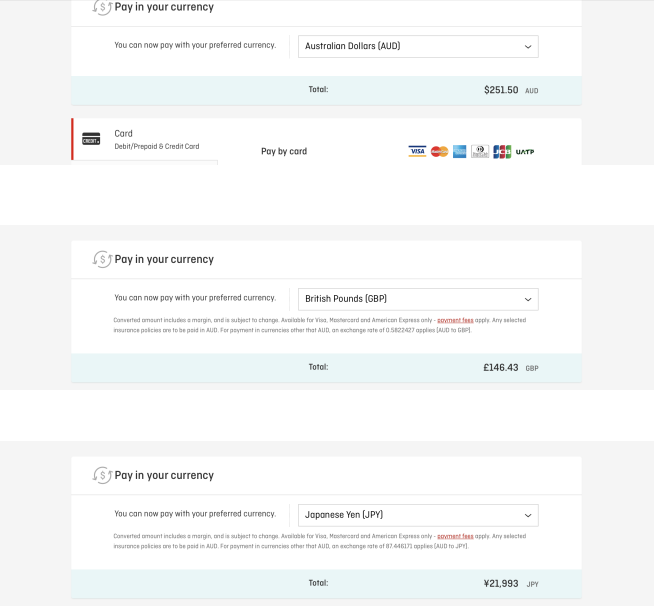 Qantas card detail entry