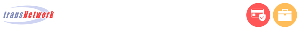 The logo of Transnetwork with icons showing its role in payments acceptance and processing, business payments