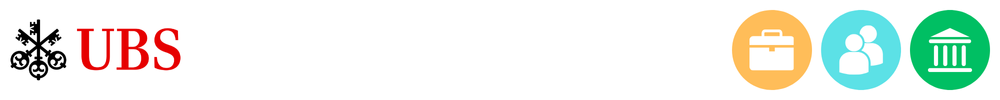 The logo of UBS with icons showing its role in consumer-to-consumer payments, business payments, banking