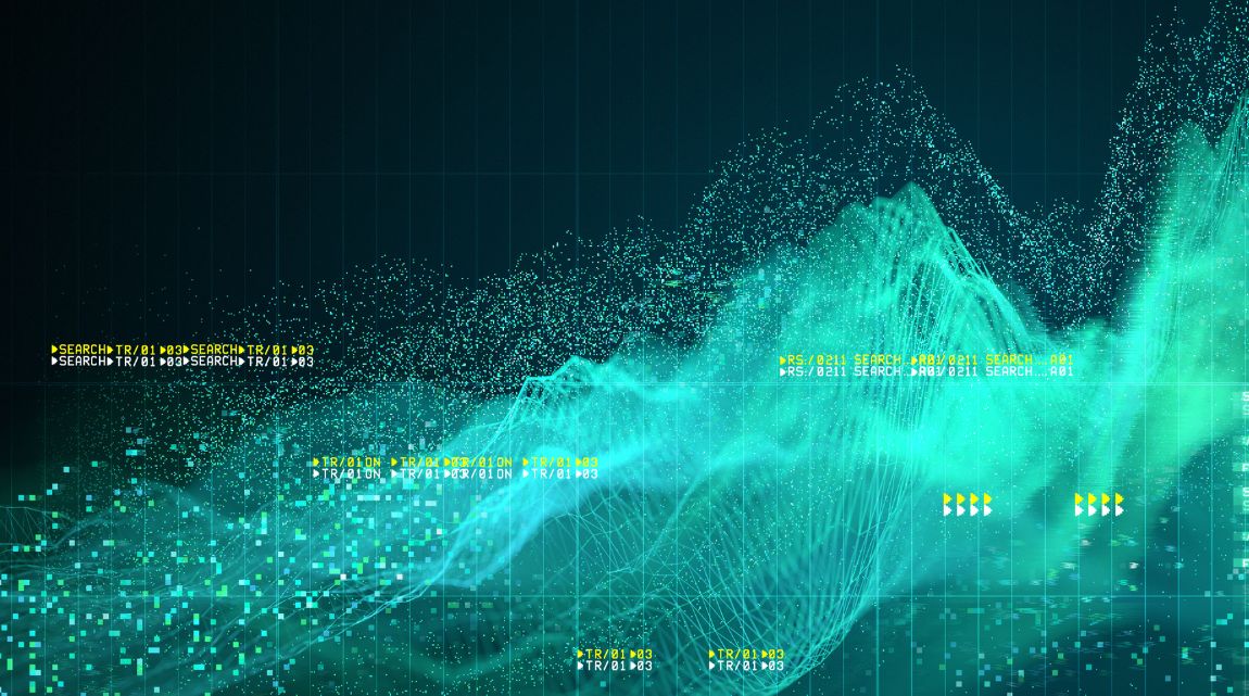 Abstract graphic showing data points increasing left to right, used to illustrate concept of cross-border payments companies' revenue increasing to $1bn.